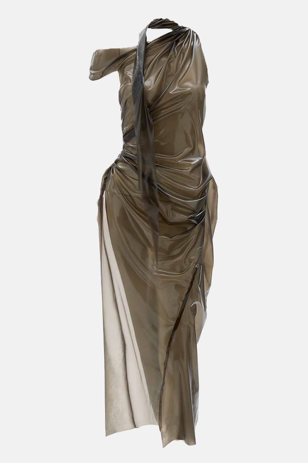 Transparentes Latexkleid drapiert